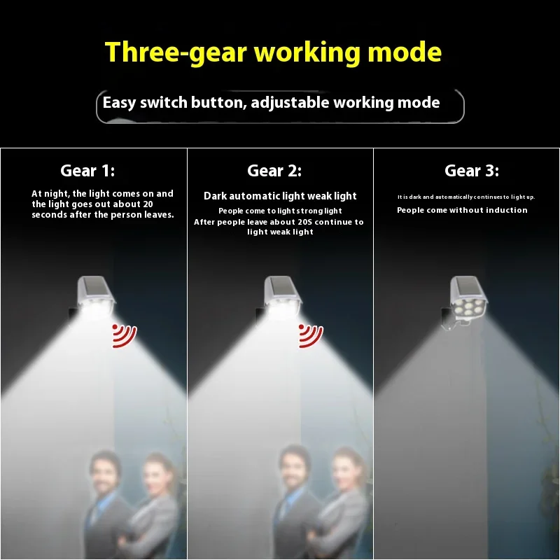 F2 الأمن الدمية كاميرا مصباح 77 المصابيح محس حركة أضواء ليلية الشمسية مقاوم للماء 3 طرق الإضاءة المنزل الشرفة حديقة الكاشف