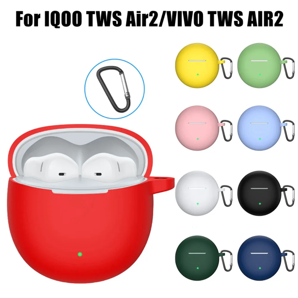 New Soft Earphone Case Silicone with Hook Protector Cover Dustproof Shockproof Protective Sleeve for IQOO TWS Air2/VIVO TWS AIR2