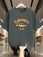 T-shirt à manches courtes pour hommes, 100% coton pur, décontracté, à la mode, ample, à motif rétro imprimé, col rond 1