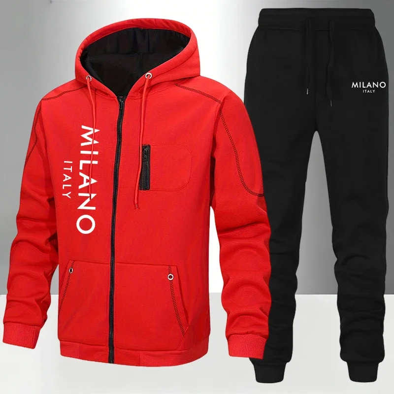 2026 New Men's Tracksuit Casual Hoodie Sweatshirts Coat Outdoors Sports Jogging Clothing Autumn Winter Single Zip Jacket Pants view 4