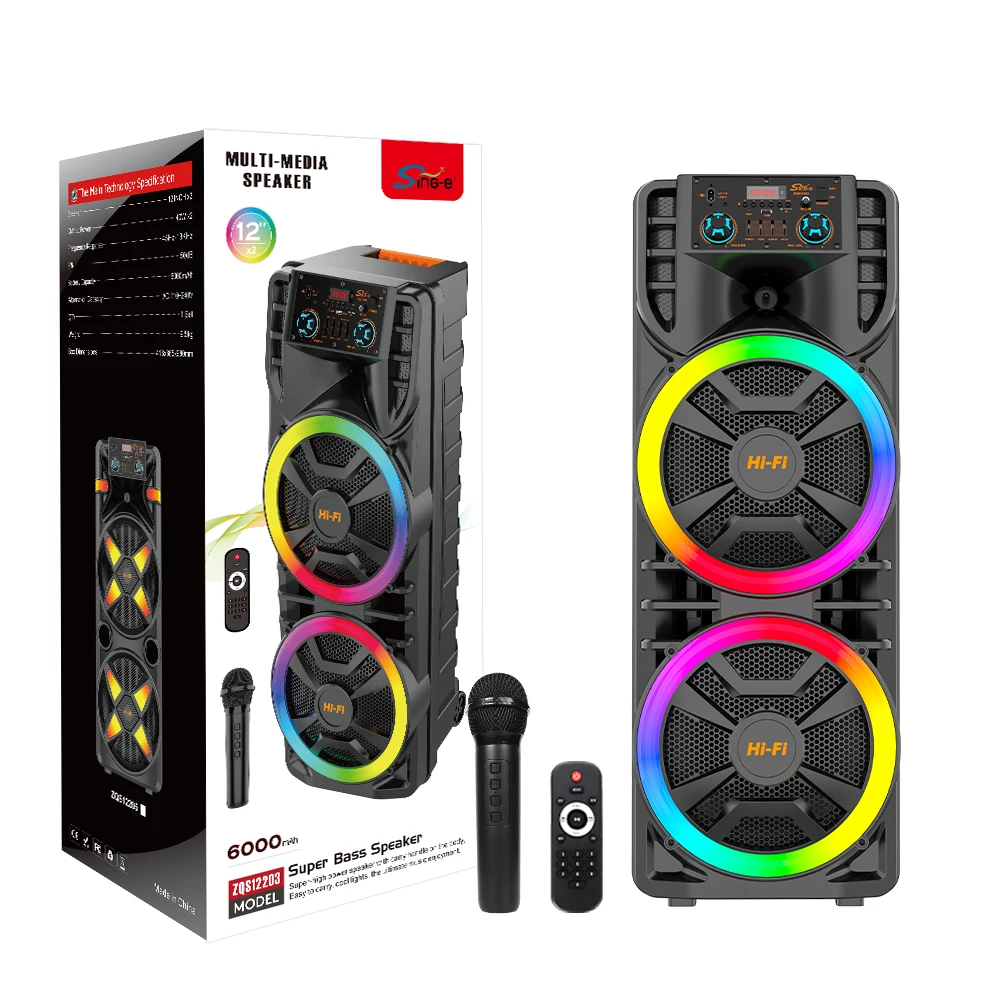 

SING-E ZQS12203 Portable Dual 12-inch Wireless Speaker TWS Includes Wireless Mic Perfect for Karaoke Parties and Outdoor Use