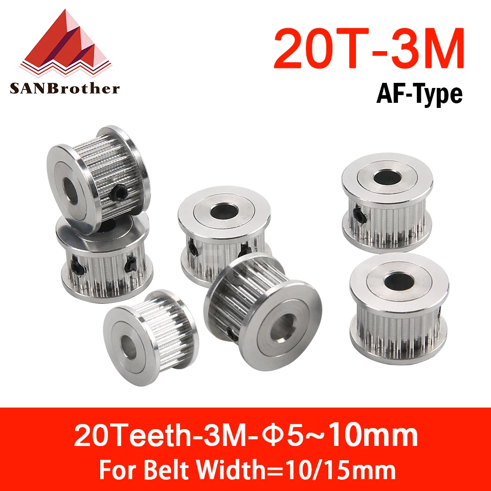 

HTD 3M 20 Teeth AF Type Bore 5mm 6mm 6.35mm 8mm Timing Pulley For Belt Width10/15mm 3M Synchronous belt pulley HTD3M 20T 20Teeth
