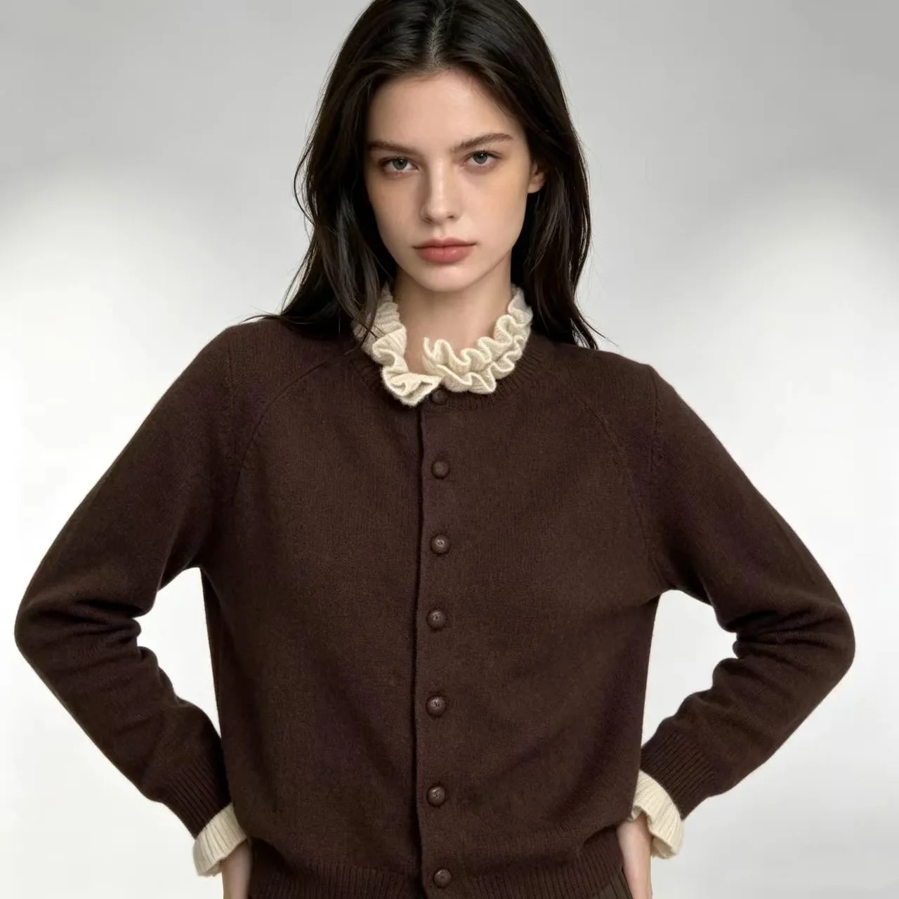 Women Autumn Sweater Long Sleeve Knitted Ruffled Collar Cardigans Coat Women Warm Sweater Blusas Roupa Feminina