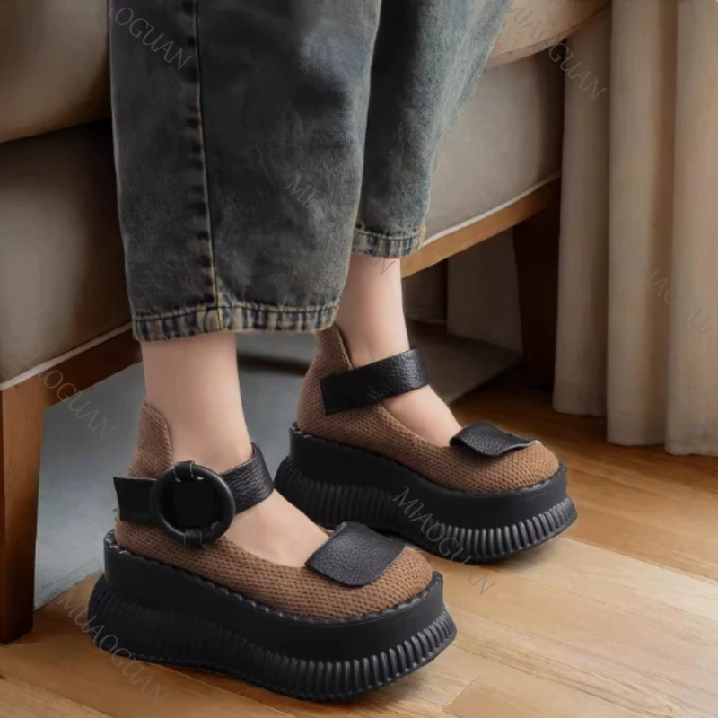 Sweet Cute Autumn Mary Janes Women Pumps Wedges High Heels Cosplay Street Goth Punk Design Thick Sole Lolita Pumps Girls Shoes