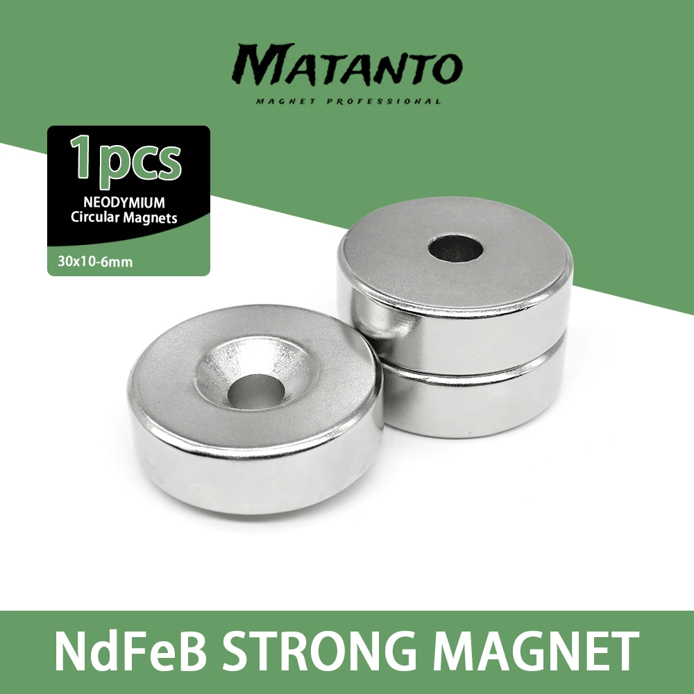 

1/3/5pcs 30x10-6mm NdFeB Powerful Magnets N35 30*10mm Hole 6mm Permanent Round Countersunk Neodymium Magnetic Magnet 30*10-6mm