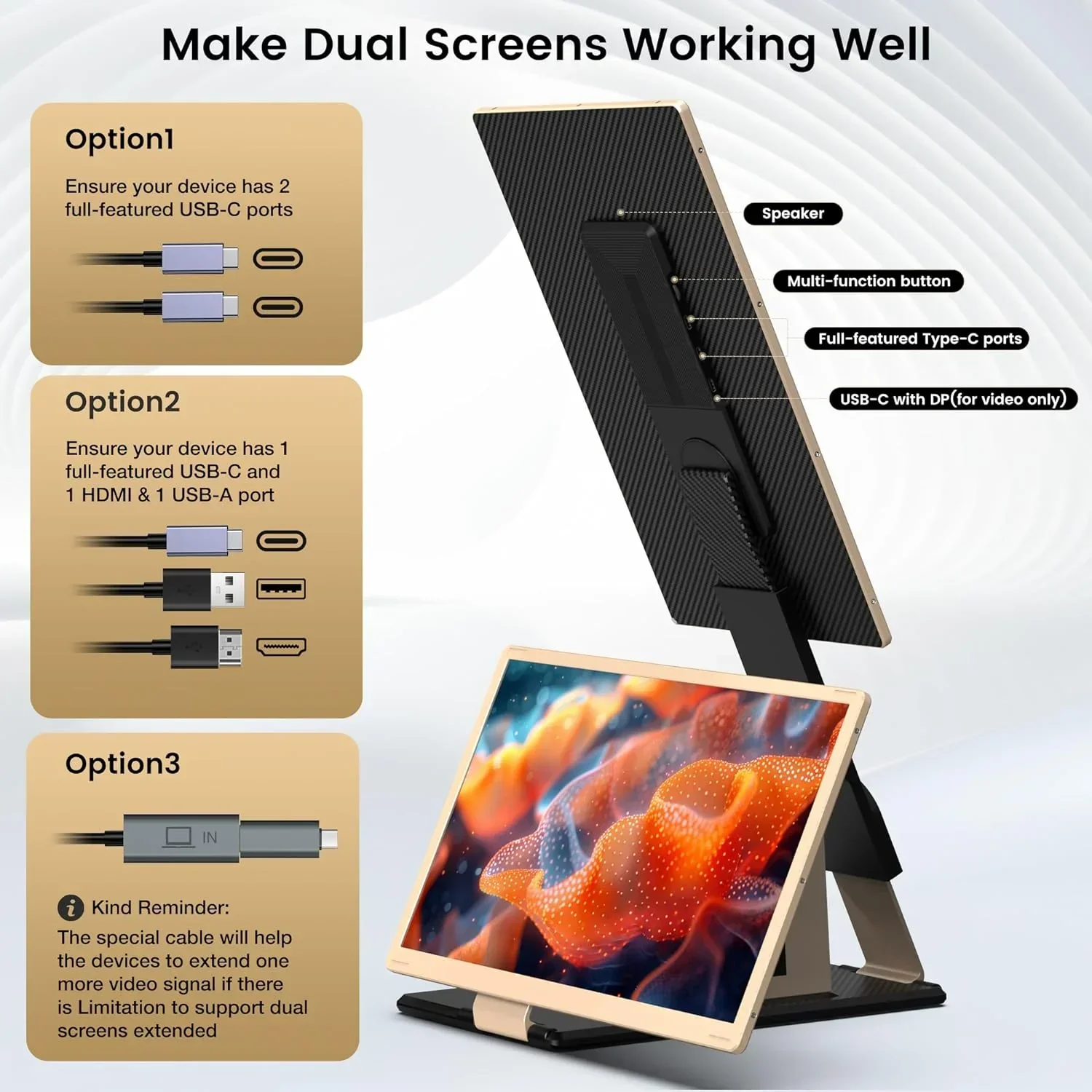 laptop screen extender portable 15.6 Inch for All Laptops Supplied with HUB Screen Extension Plug and Play Display