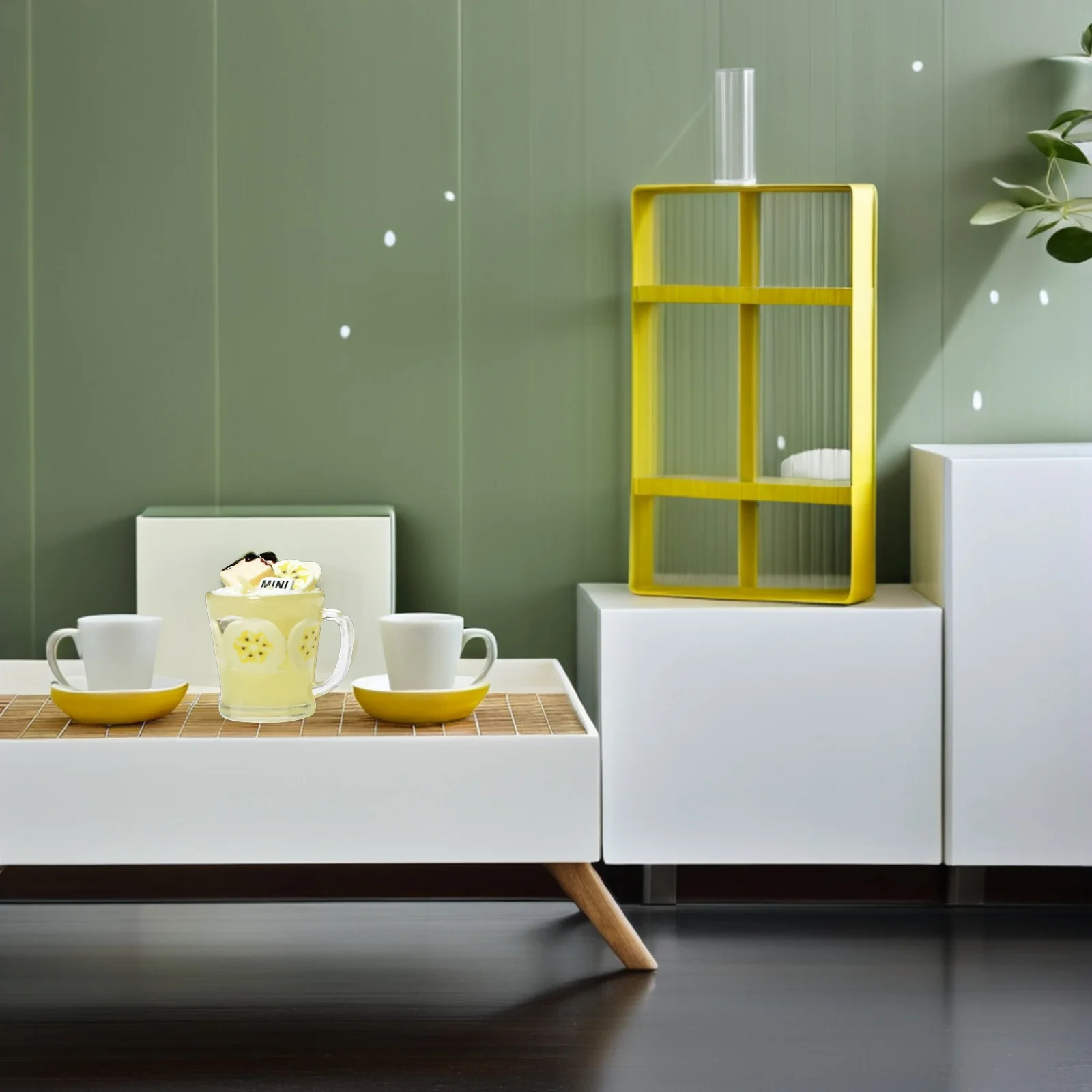 

3pcs Mini Fruit Drink Cups Dollhouse Decor Resin Miniature Beverage Models Child Safe Lightweight Pretend Play Summer Patterned