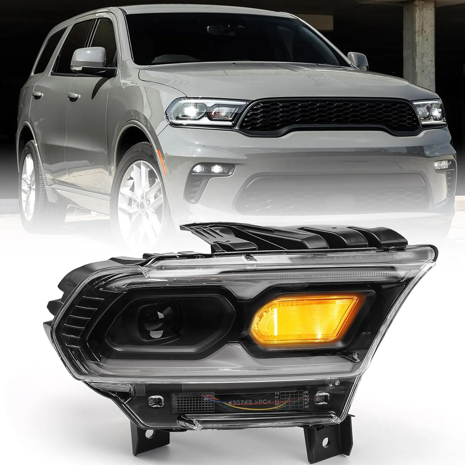 

Full Led Head Light Lamp Black for 2021-2023 Durango