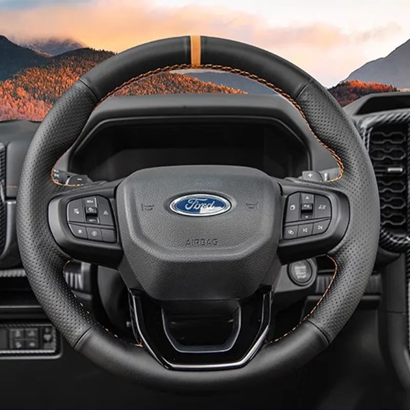 hand-stitch-black-genuine-leather-non-slip-car-steering-wheel-cover-for-ford-ranger-everest-2022-2024