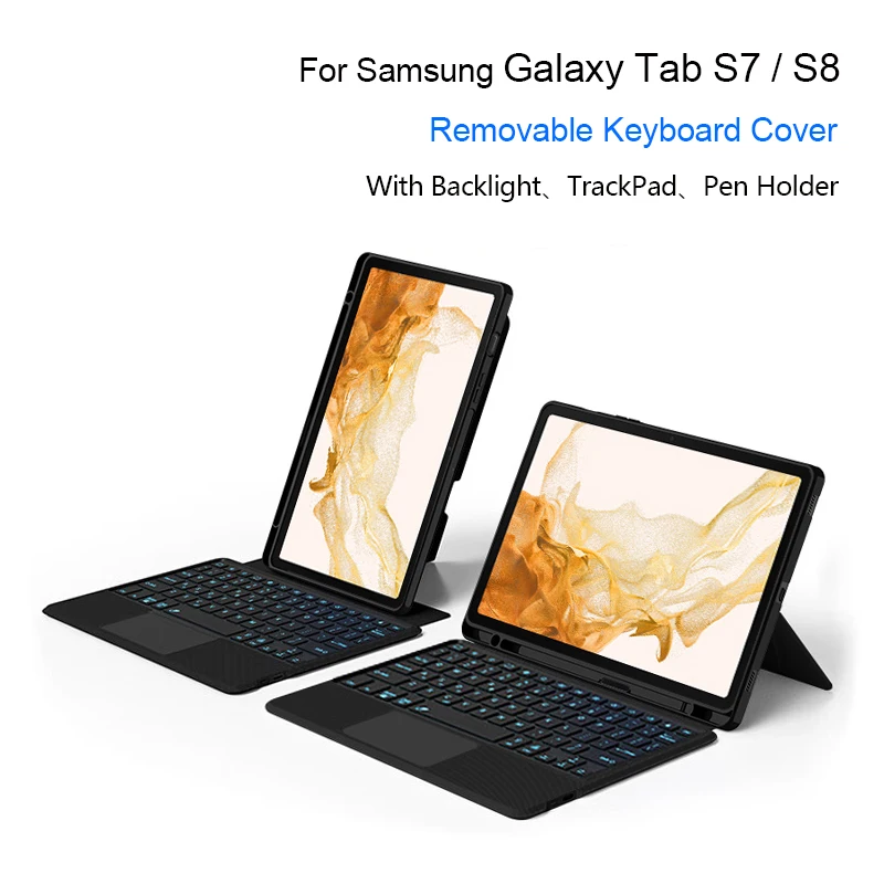 Backlight Magic Keyboard For Samsung Galaxy Tab S7 S8 11 inch SM-X700 SM-T870 Detachable Smart Keyboard Case With Pen Holder