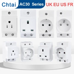 AC30 Stopcontacten Uk Us Eu Fr Sa Standaard Modulaire Din Rail Socket 13A16A 25A 250V Industriële Verdeelkast adapter Connector