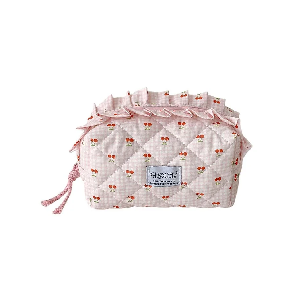 Single Layer Fruit Cherry Pencil Bag Large Capacity Cute Design Korean Cherry Pencil Case School Pencil Box Makeup Pouch