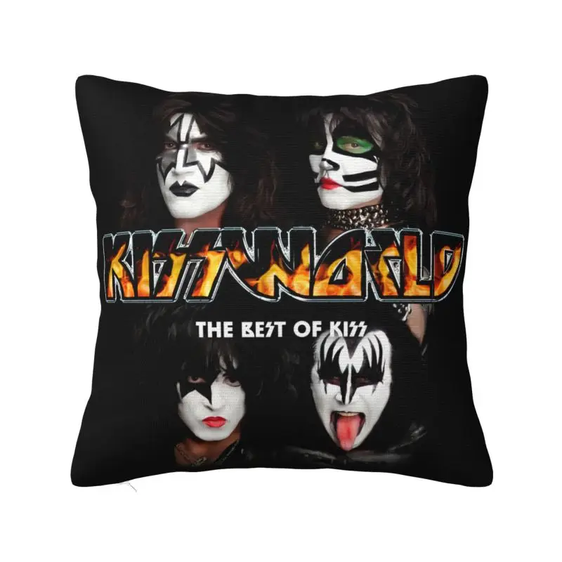 Custom Kiss Rock Roll Pillow Case 40x40cm Gorgeous Metal Heavy Band Modern Cushion Cover Soft Pillowcase