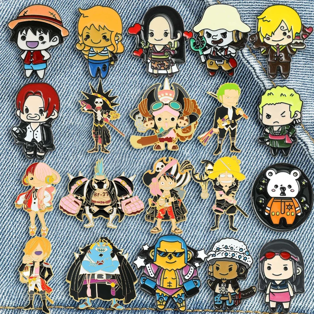 20 Pcs Characters Brooch Luffy Chopper Zoro Exquisite Enamel Pin Backpack Clothing Jewelry Metal Badge Accessories Gift