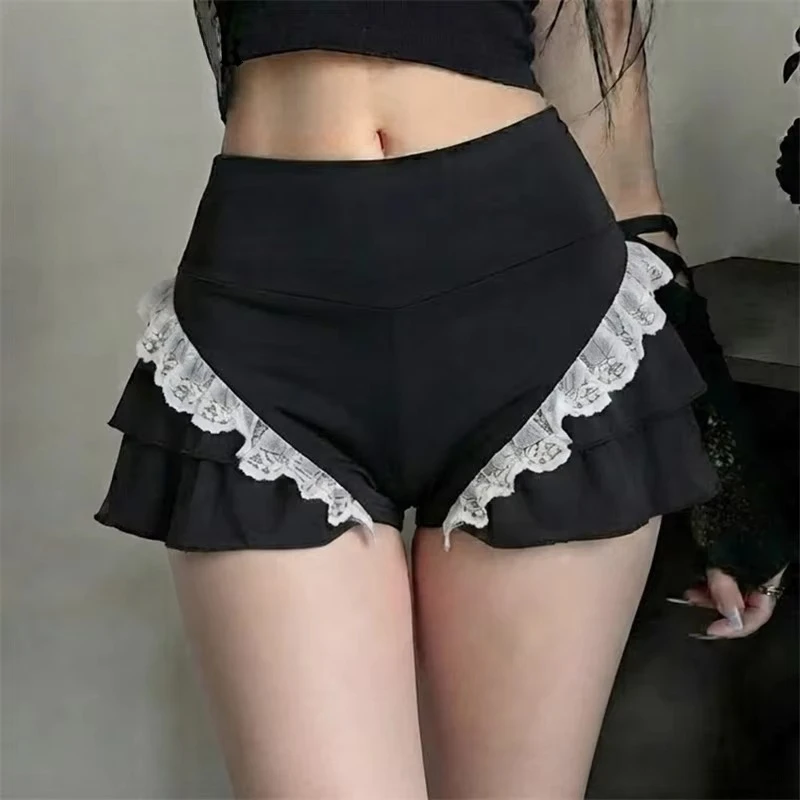 Dark Lolita Lace Low Rise Bodycon Gothic Layered Ruffle Cyber Y2K Women’s Bloomers Sweet Cool Slimming Streetwear Hot Pants