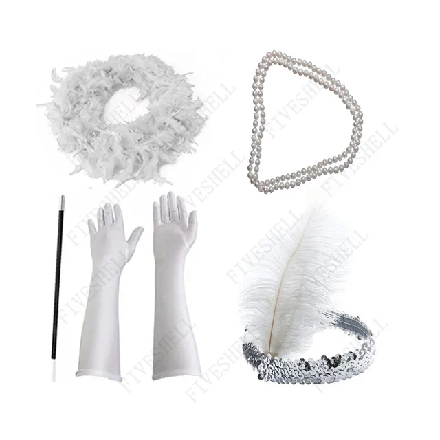 1920's Great Gatsby Flapper Dress Girls Accessories Charleston Girl Headband Gloves Fancy Dress Accessories Drop Shipping