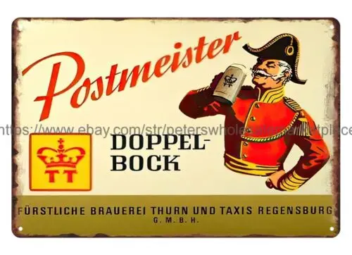 1961 Postmeister Doppel-Bock beer kitchen bar liquors metal tin sign retro signs