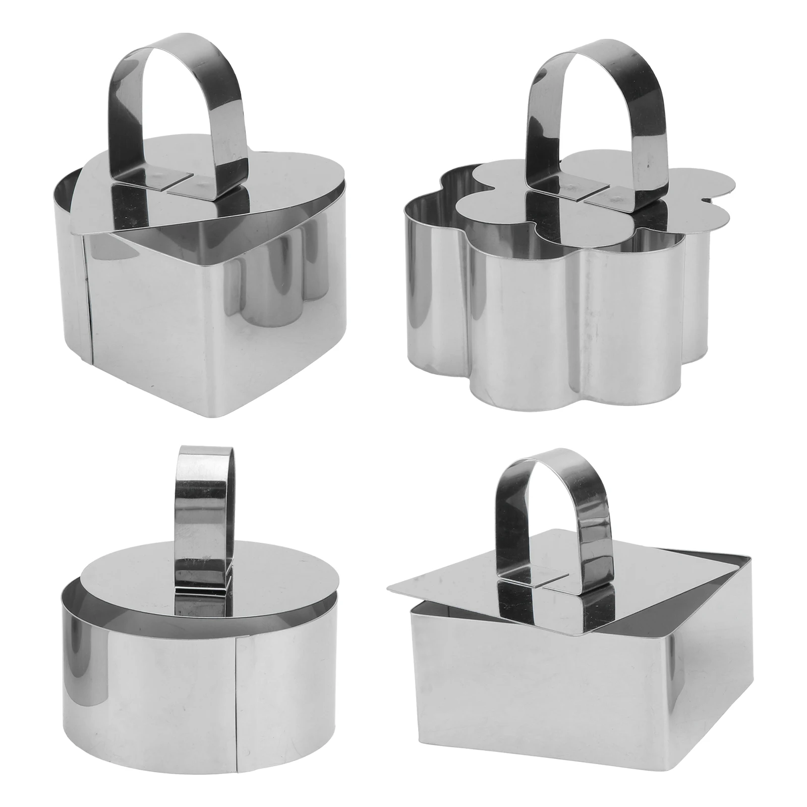 

4Pcs Cake Biscuit Molds For Baking Set Unique Shaped Biscuit Molds for Baking Stainless Steel Mini Cupcake Tart Dessert
