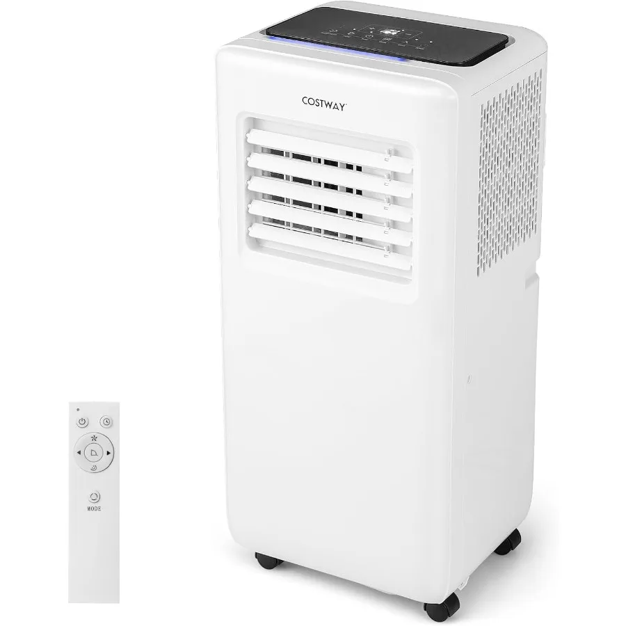 Aire acondicionado portátil de 10000 BTU con ventilador y deshumidificador para uso doméstico o en la oficina Modo de suspensión inteligente Temporizador de 24 horas Función de oscilación automática