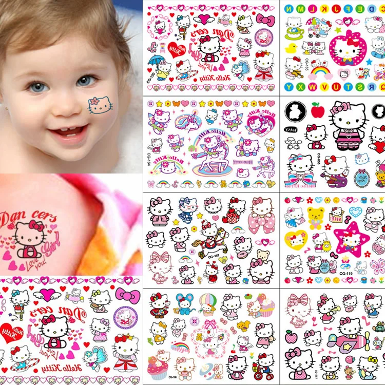 Random 2pcs Cartoon Sanrio Hellokitty Tattoo Stickers Cute Anime Waterproof Temporary Tattoo Sticker Kid Girls Birthday Gift Toy