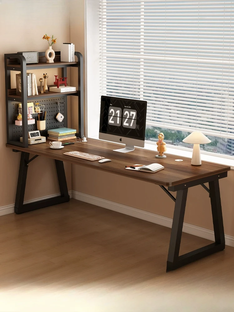 Computer desk desktop desk, home study desk, side shelf, hole board bookshelf integrated