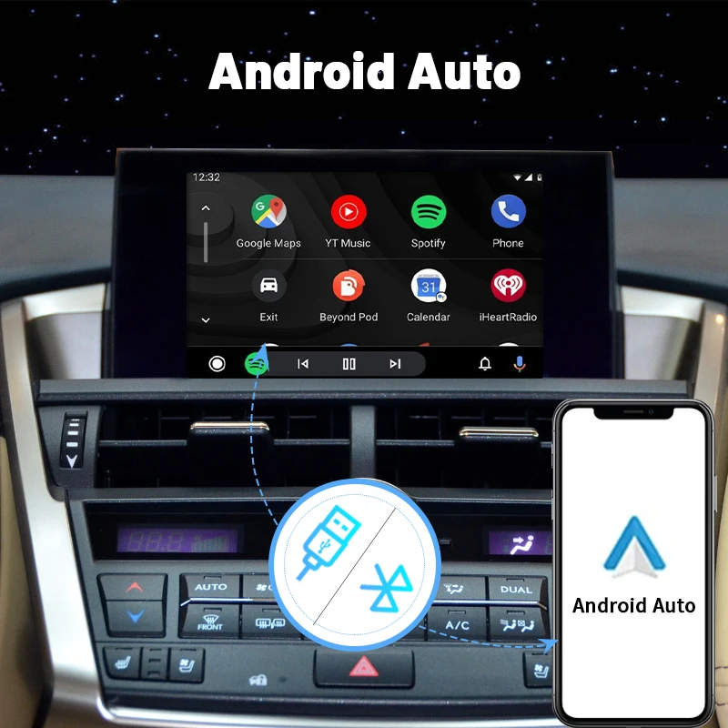 Wireless CarPlay Android Auto for Lexus NX RX IS ES GS RC CT LS LX LC UX GX 2014-2019, with Mirror Link Car Play Functions