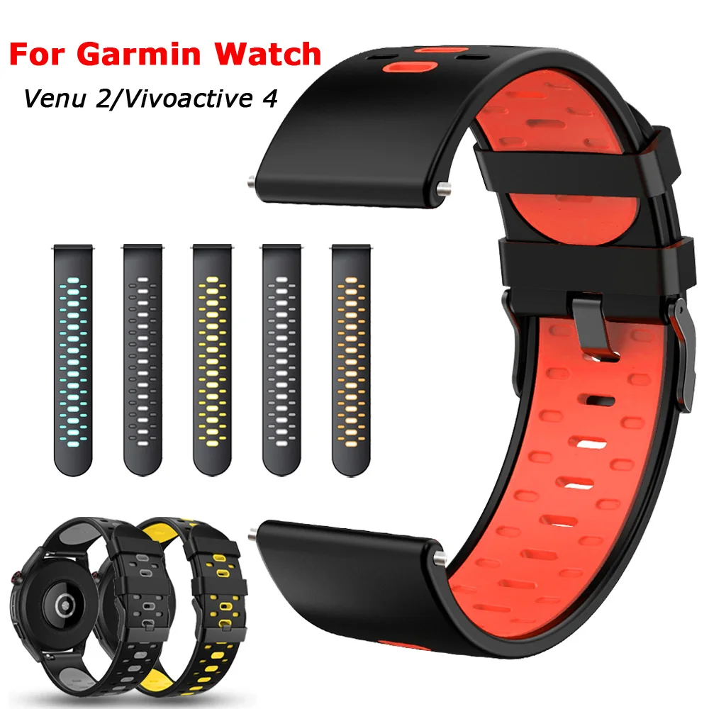 Watch Strap For Garmin Venu 2 Vivoactive 4 Sport Soft Silicone 22mm Band Replacement Smartwatch Wristband Bracelet Straps Correa