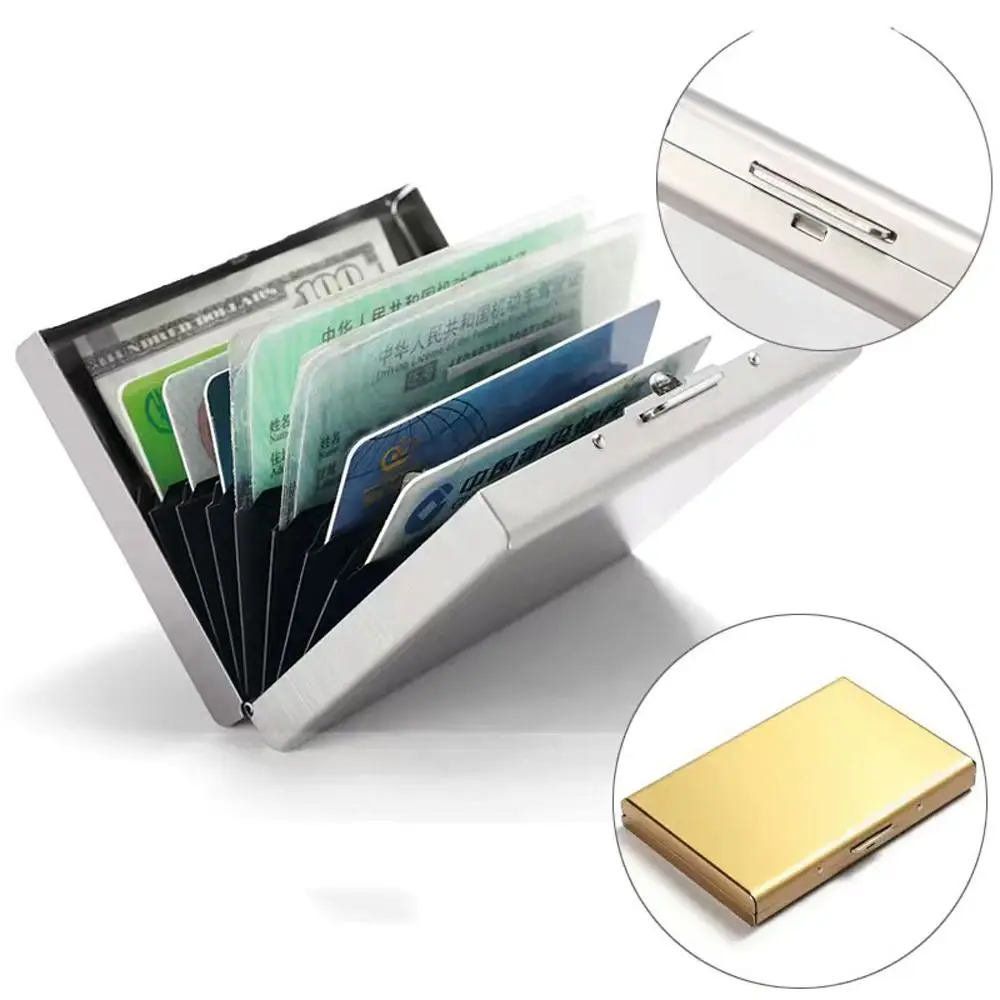 10 Card Slots Business Card Holder Multi-card Bit Stainless Steel Card Antimagnetic Case Cards Album Water-proof Bank Card Case