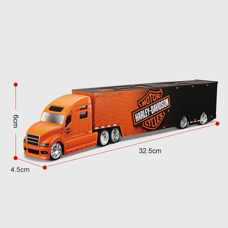 Maisto 1:64 Harley Davidson Container Trailer Car Diecast Model Edition Hauler Alloy Luxury Vehicle Toys Kid Birthday Gift Toy