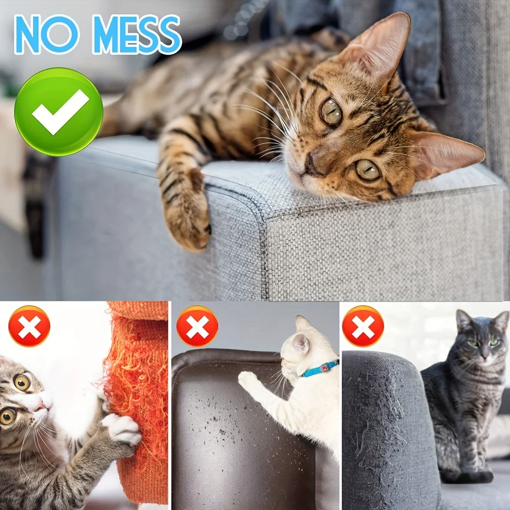 8 Pack Cat Furniture Scratch Guards Couch Protector Anti-Scratch Deterrent Pad Tape with Pins Clear