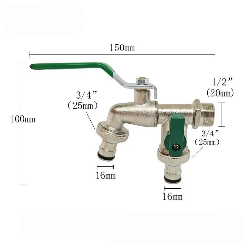 (BF06)1Pc Zinc Alloy Water Faucet 1/2'' 3/4'' Outside&Inside Turn On/Off Lever Handle Watering Supply Tap Ball Valve Garden Tool