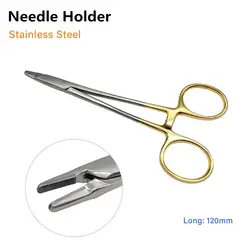 Stainless Steel Gold Handle Straight Forceps Locking Clamps Hemostatic Forceps Arterial Forceps Medical Tools