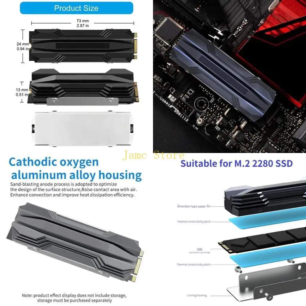

LX0B Efficient Cooling Heat sink Heat dissipation For M.2 2280 SSD Aluminum