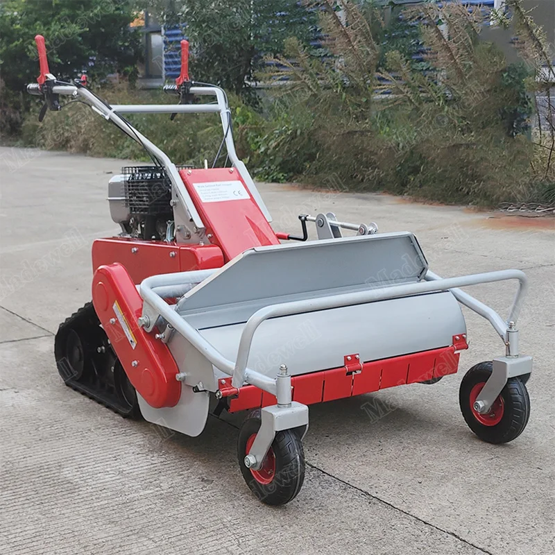 Hand Held Walking Behind Rubber Tracks Lawn Mower Grass Cutting