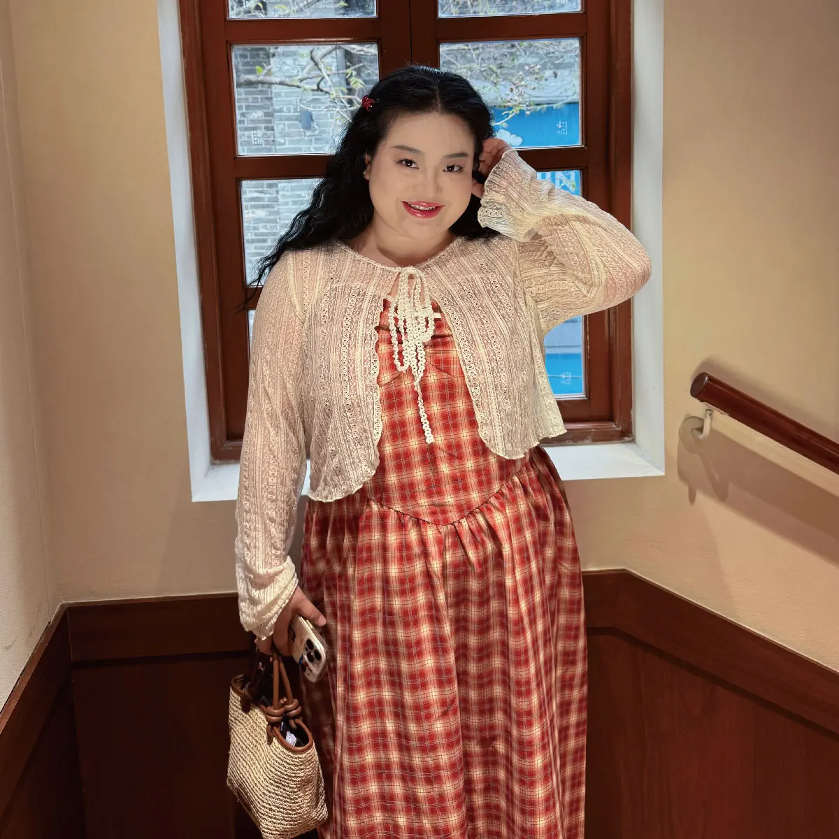 

Ele Lace Open Cardigan plus Size Summer Slimming Versatile Princ Sle ort Outerwear Nylon Spandex Blend Long Sve