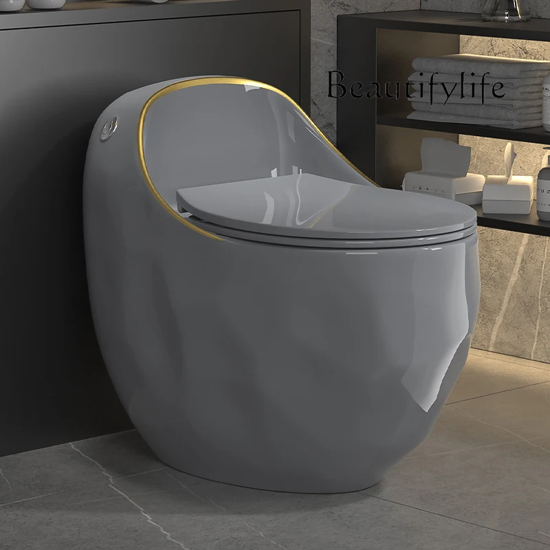 Household gray toilet modern light luxury color toilet siphon large impulse small apartment silent