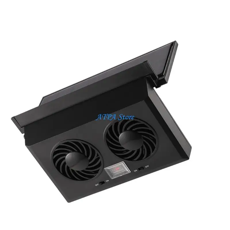 U13C Car Exhaust Fan with 2 Air Outlets Solar Radiator Cooling Fan Air Circulation Cooling Ventilator for Comfort