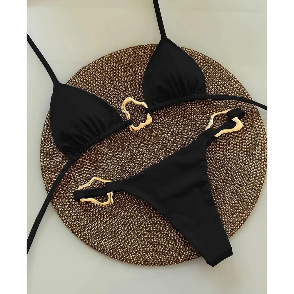 

Sexy Halter Micro Bikini 2024 Women Swimsuit Solid Swimwear Thong Bikinis Set Brazilian Beach Wear Bathing Suit Biquini Female