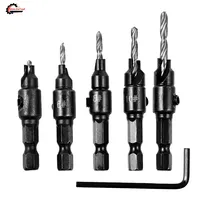 5Pcs Countersink Drill Bit Set Conical Drill Bit Woodwork Pilot Hole HSS Universal Aluminum Plastic Carpentry Woodwooking Tool