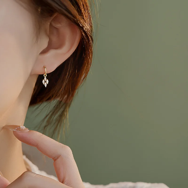 1Pair Gold Silver Color Geometry Zircon Stud Earrings for Women Temperament Sweet  Ear Piercing Jewelry Wedding Party Gifts