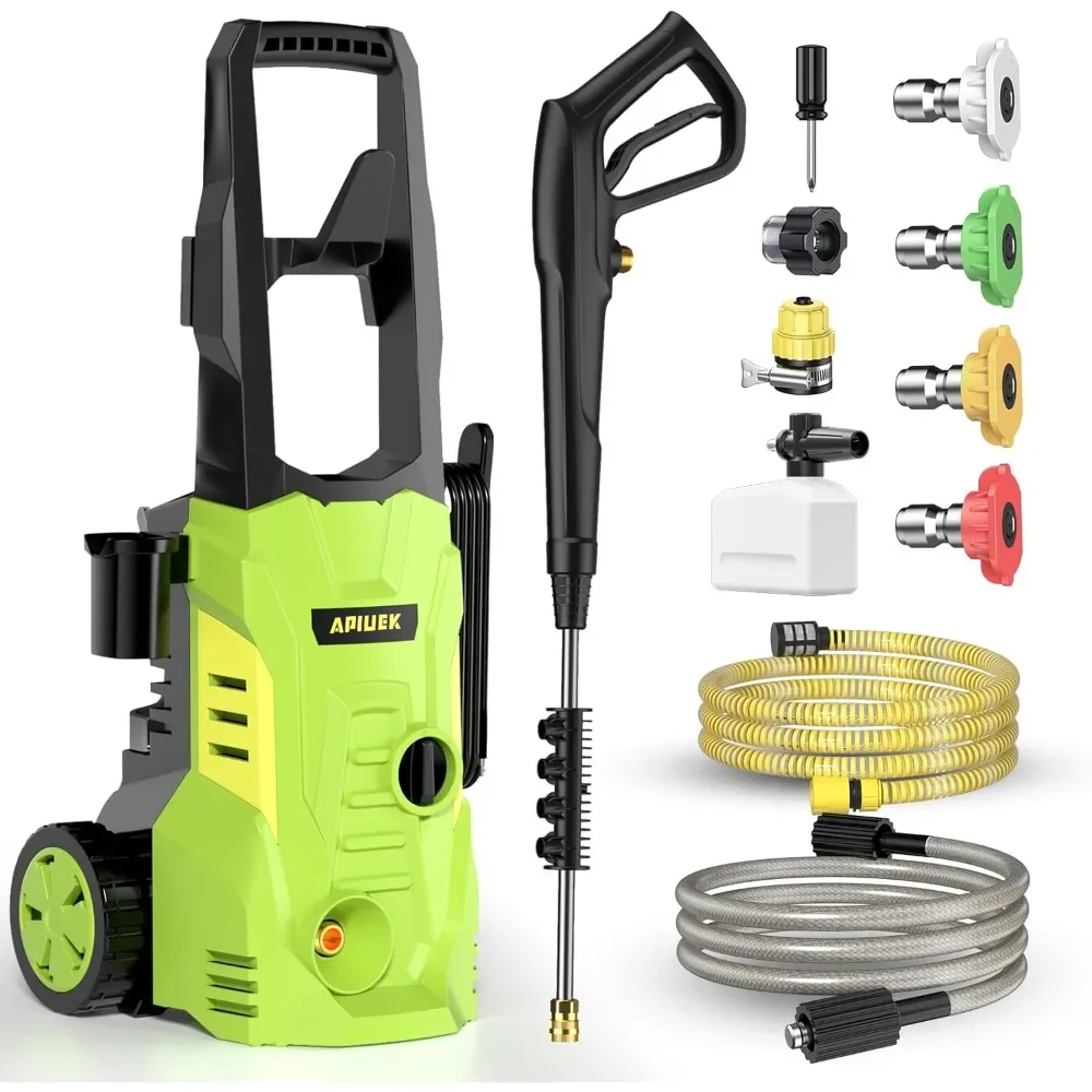 

Portable Power Washer with Upgraded Soap Tank, 4 Pressure Tips, 6.6 FT Inlet & 23 FT Water Outlet Hose, 3800PSI & 2.4GPM