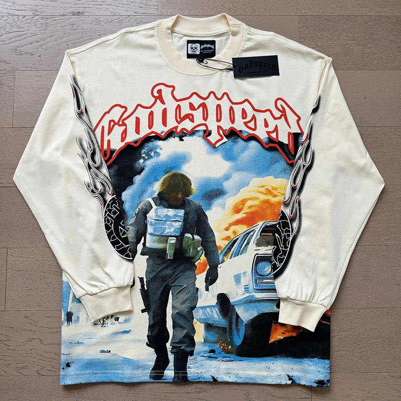 

2025 new God Speed T Shirt Four Seasons All-match Loose Casual Base Clothing 1:1 Cotton Breathable Casual GODSPEED Long Tee