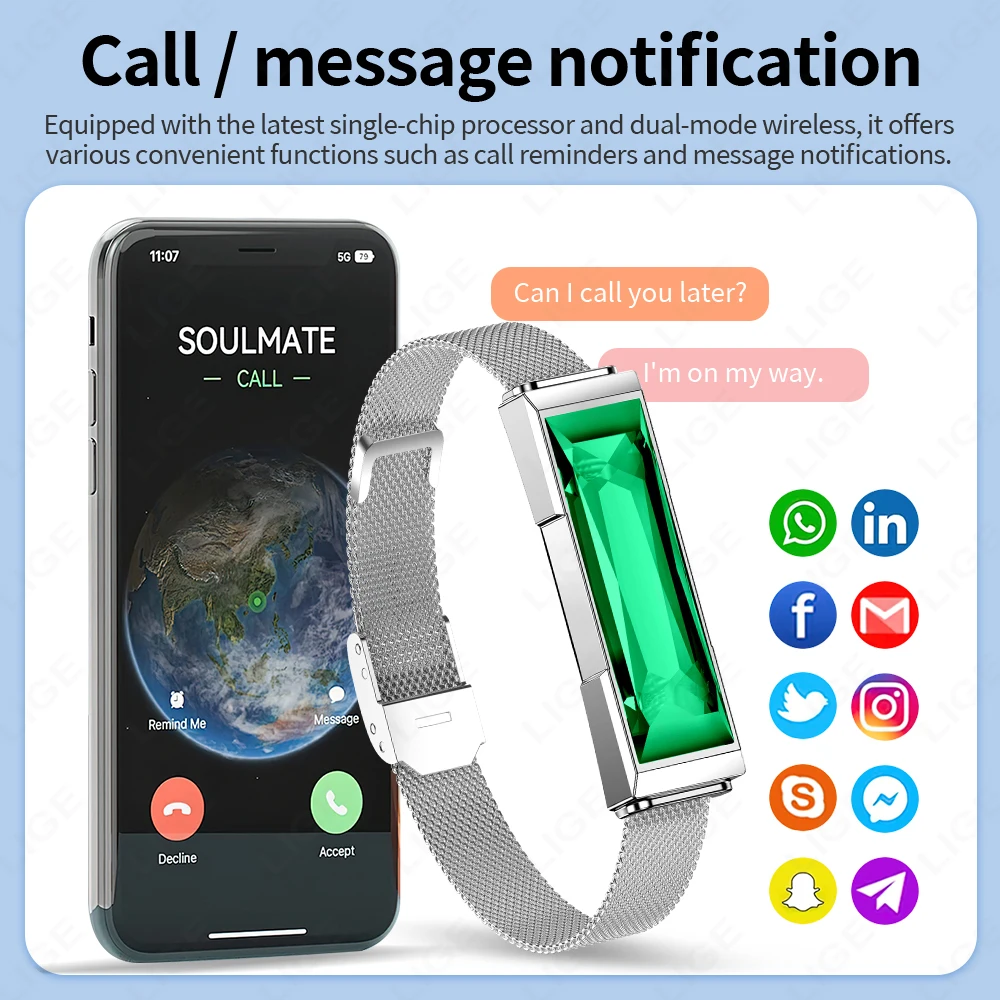 LIGE Couple Health Smart Bracelet Sport Band Fitness Tracker Heart Rate Sleep Monitor Camera Control Smart Watch for Android iOS