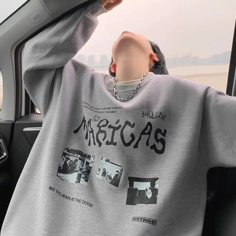 سويت شيرت American Sle ثقيل الوزن للرجال مقاس كبير 300 تصميم طباعة Pou Cound Ne Jaet للأولاد المراهقين