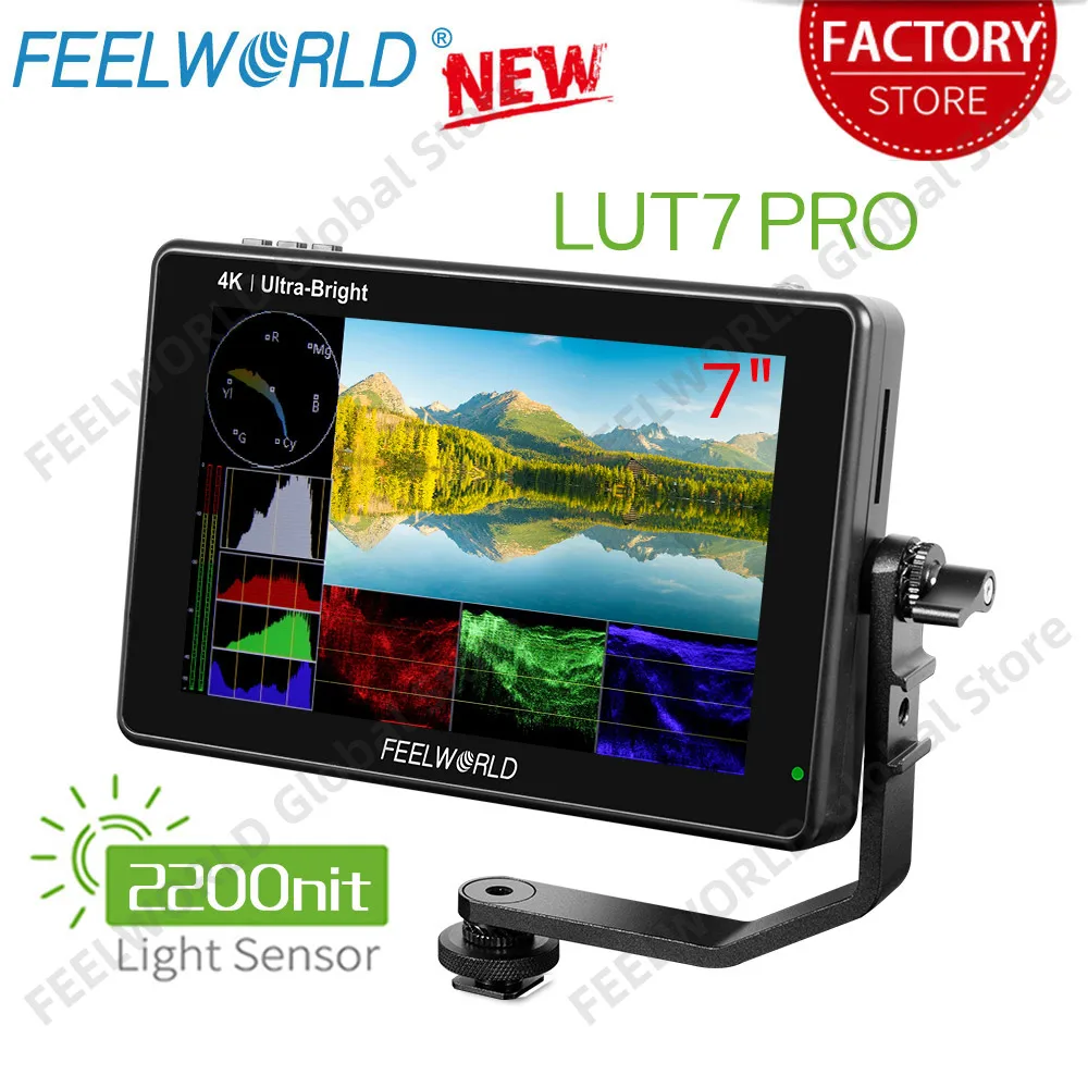 FEELWORLD LUT7 PRO 7 Inch Ultra Bright 2200nits DSLR Camera Field Monitor 3D LUT 1920X1200 IPS Touch Screen HDR Waveform 4K HDMI