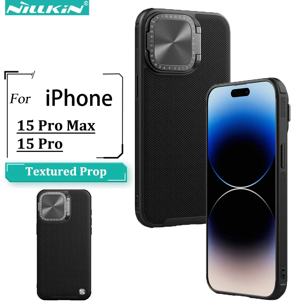 Nillkin for IPhone 15 Pro Max Case Lens CamShield Textured Prop Magsafe Magnetic Dock Stand Back Cover for 15 Pro Cover