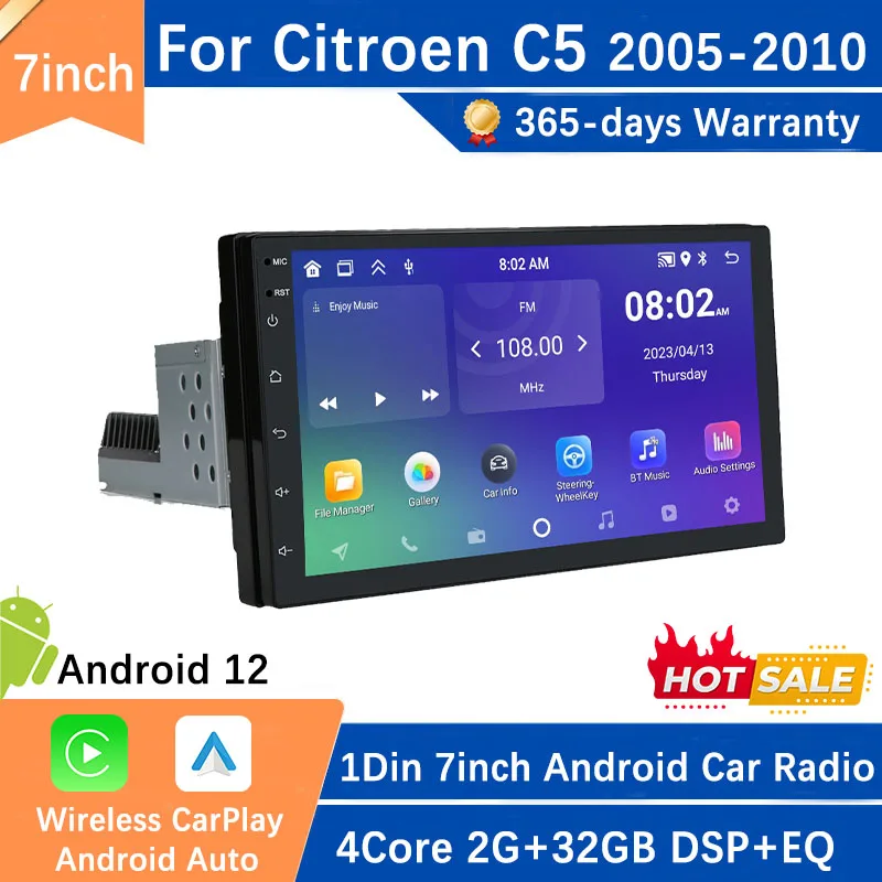 

1din Android Car Multimedia for Citroen C5 2005-2010 1 Din Radio Stereo Head Unit Carplay Screen Autoradio GPS Navigation Auto