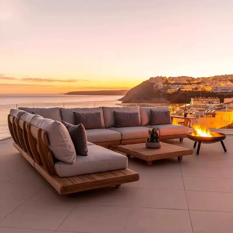 Outdoor Villa Courtyard Teak Sofa Outdoor Solid Wood Bed Courtyard Garden Designer Leisure Furniture Garden Furniture Daybed