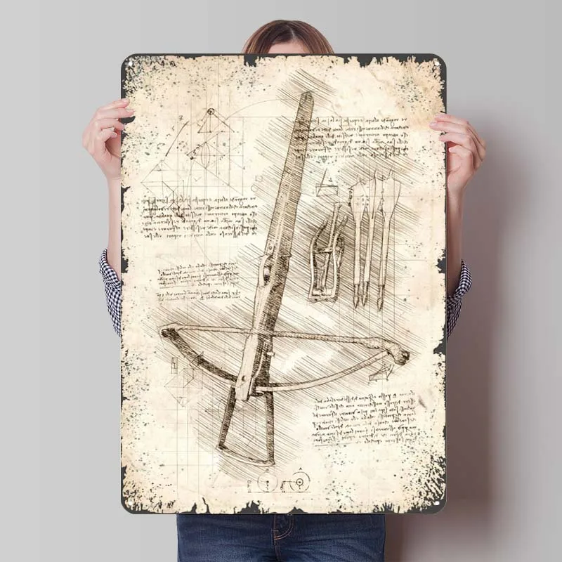 Crossbow Metal Sign Blueprints Poster Decoration Living Room Decor Items Aesthetic Custom Tinplate Signs for Wall Art Decoration