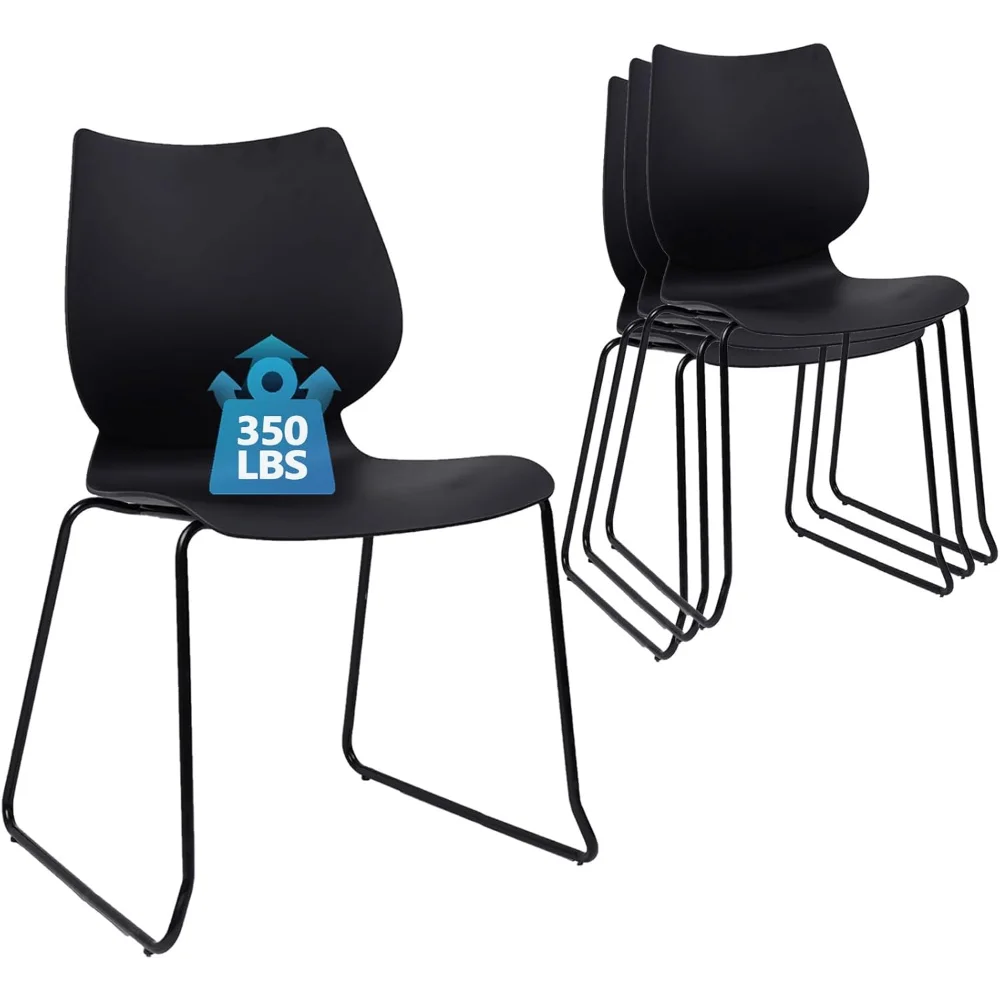 

Stackable Waiting Room Chair, Stacking Office Chair with Ergonomic Lumbar Support and Metal Legs, Plastic Desk Chairs